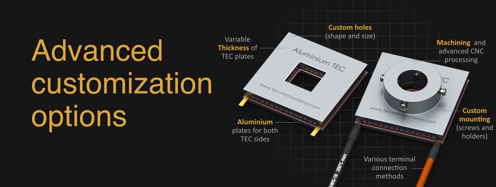 Aluminium thermoelectric coolers with holes - advanced customization and manufacturing options